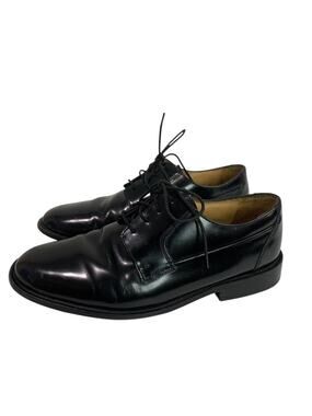 Size 9.5 Pronto Uomo Mens Black Leather Dress Shoes Plain Toe